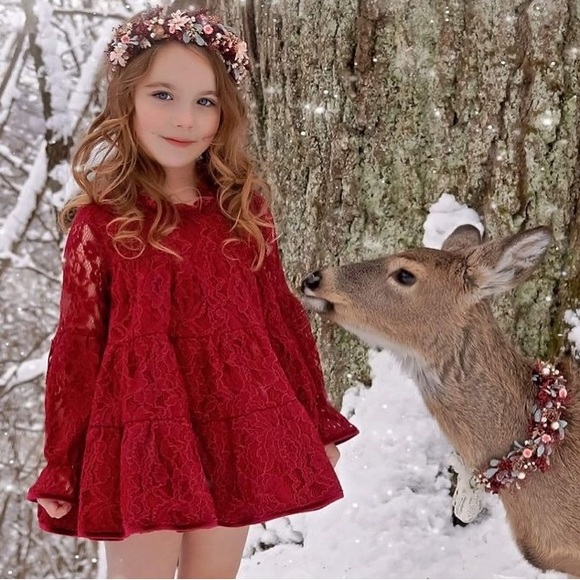 [3T and 5T] Eliza Grace Burgundy Lettie - Picture 3 of 8